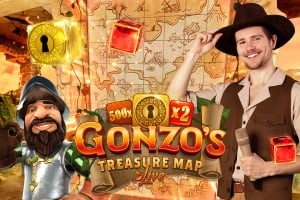 Official Live Dealer logo: Gonzo&#039;s Treasure Map by Evolution at Ivibet